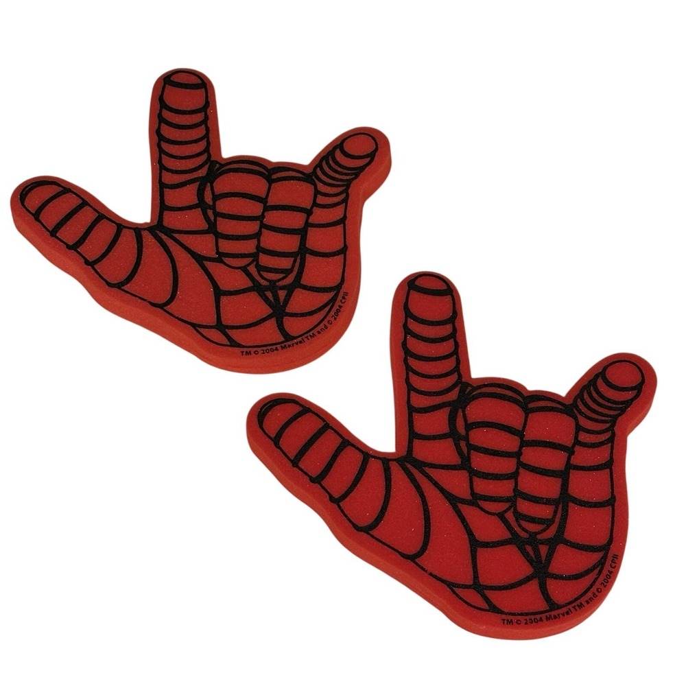 Spiderman Vintage Foam Hand Pair Lot  2004 Marvel Movie Promotional Spider-Man 2